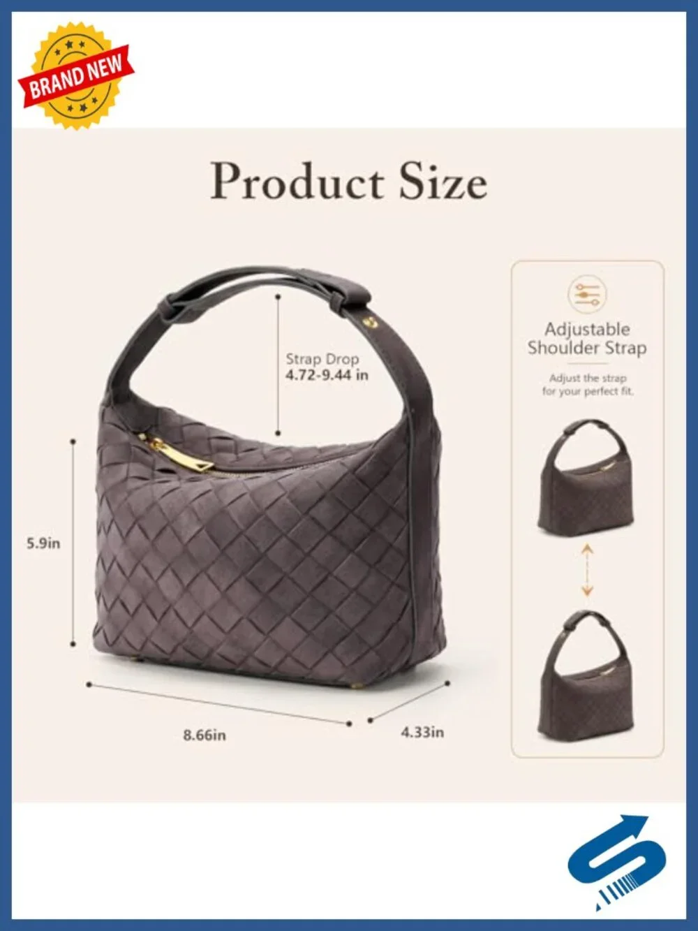 Handwoven Faux Suede Hobo Bag with Adjustable Strap